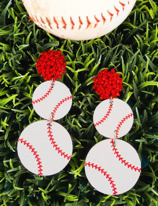 Beaded Baseball Earrings