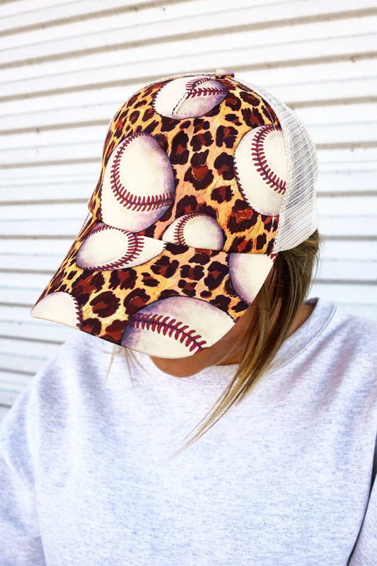 Leopard Baseball Pony Hat