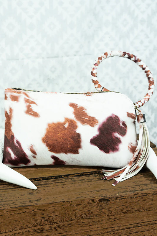 Cowhide Faux Leather Clutch
