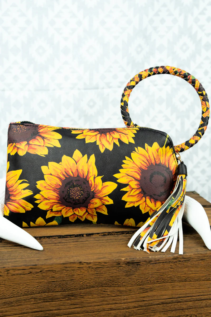 Sunflower Faux Leather Clutch