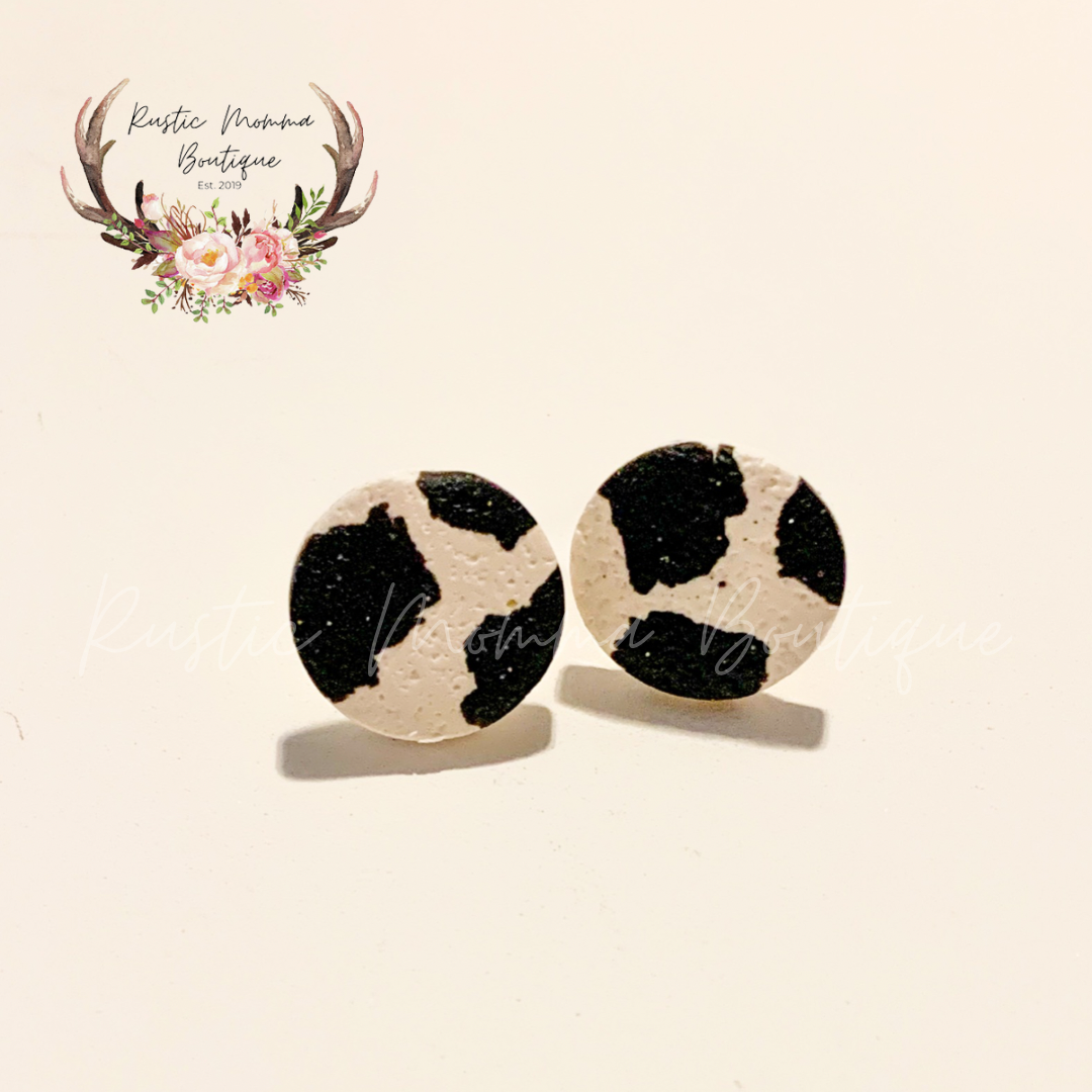Cow Print Circle Earrings
